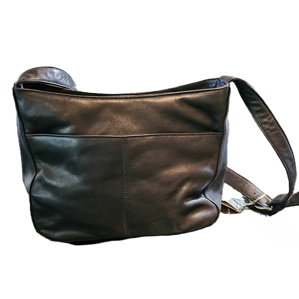 Stone Mountain Black Leather Shoulder Handbag Women Career Workwear 1-01712